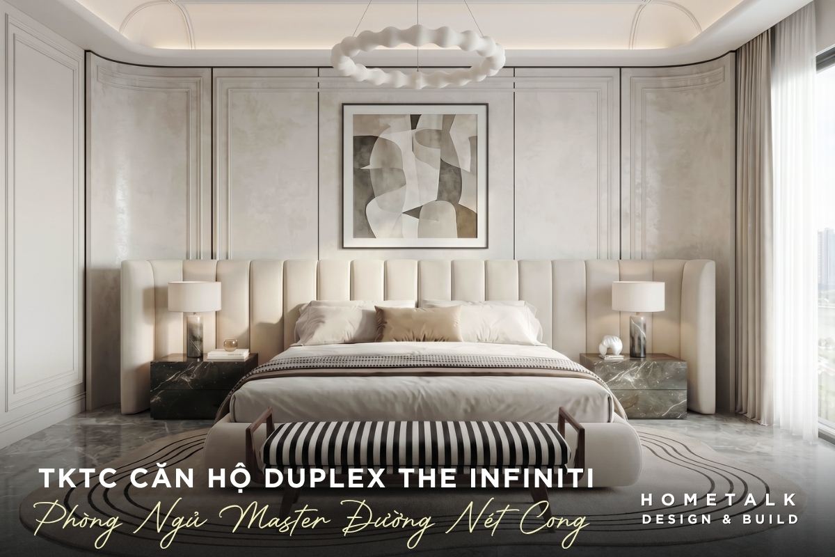 Thiết kế phòng ngủ Master căn hộ Duplex The Infiniti thiet ke phong ngu master dep thanh lich voi cac duong net bo cong mem mai