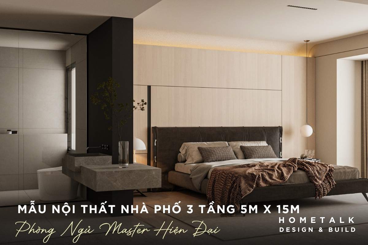 Công ty thiết kế thi công nội thất nhà phố quận 5 TPHCM chuyên nghiệp và uy tín 48 thiet ke phong ngu master nha pho quan 5 voi gam mau trung tinh va anh sang diu nhe