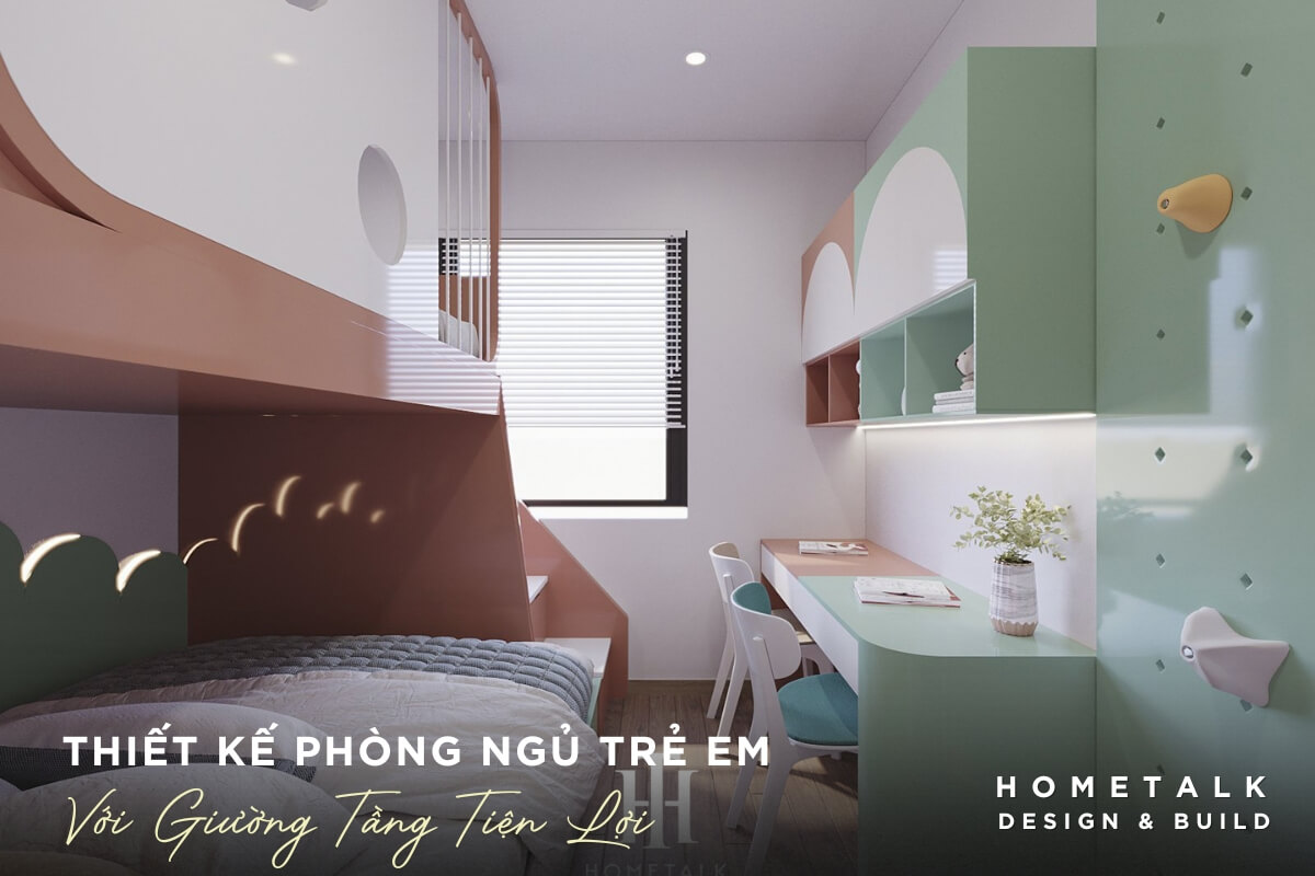 Thiết kế phòng ngủ trẻ em hiện đại với giường tầng tiện lợi tối ưu không gian cho căn hộ chung cư 45m2 Thiet ke phong ngu tre em hien dai voi giuong tang tien loi toi uu khong gian cho can ho chung cu 45m2 mang lai khong gian vui tuoi va nang dong