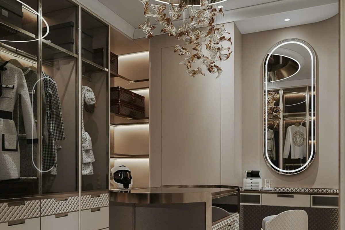 Thiết kế phòng thay đồ và trang điểm để nữ chủ nhân cất chứa hàng hiệu cao cấp thiet ke phong thay do va trang diem de nu chu nhan cat chua hang hieu cao cap