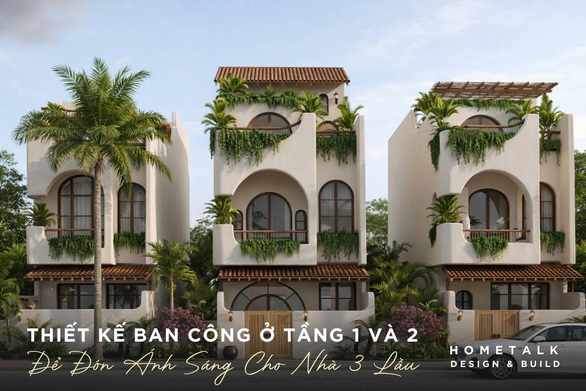 Mẫu nhà phố 3 tầng đẹp, tối ưu công năng, phổ biến nhất 2026 31 thiet ke them ban cong o tang 1 va 2 cho nha pho 3 tang them thoang dang, nhieu anh sang