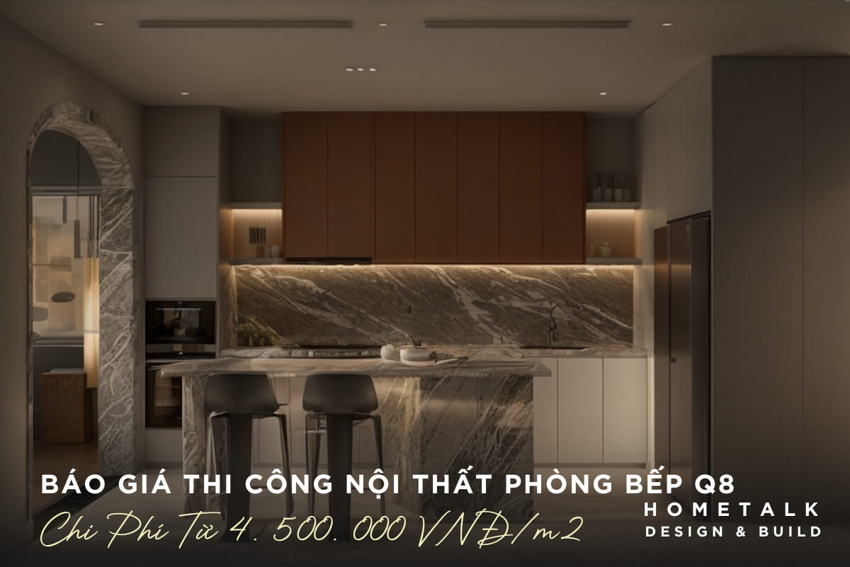 Tu bep MDF chong am phu Acrylic cung da thach anh cao cap cho noi that nha pho