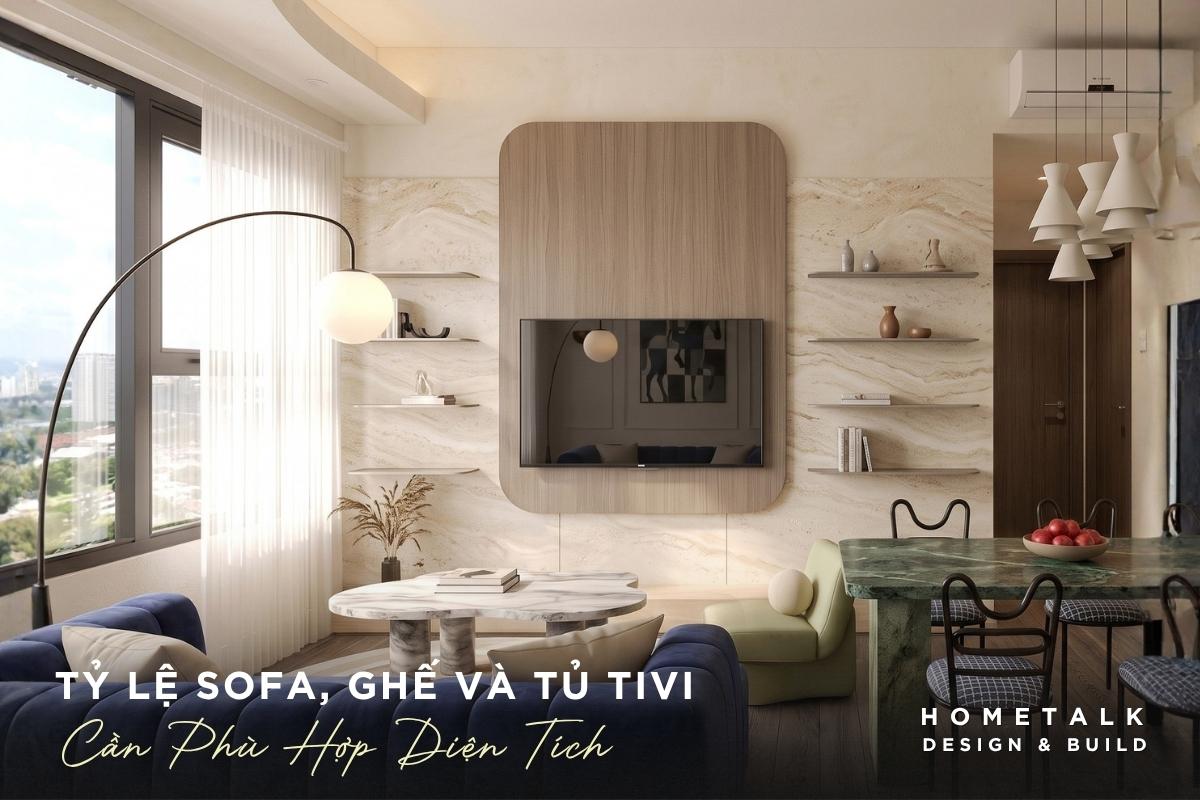 ty le sofa, ghe va chieu sau tu tivi can duoc doi chieu voi mat bang can ho 2pn