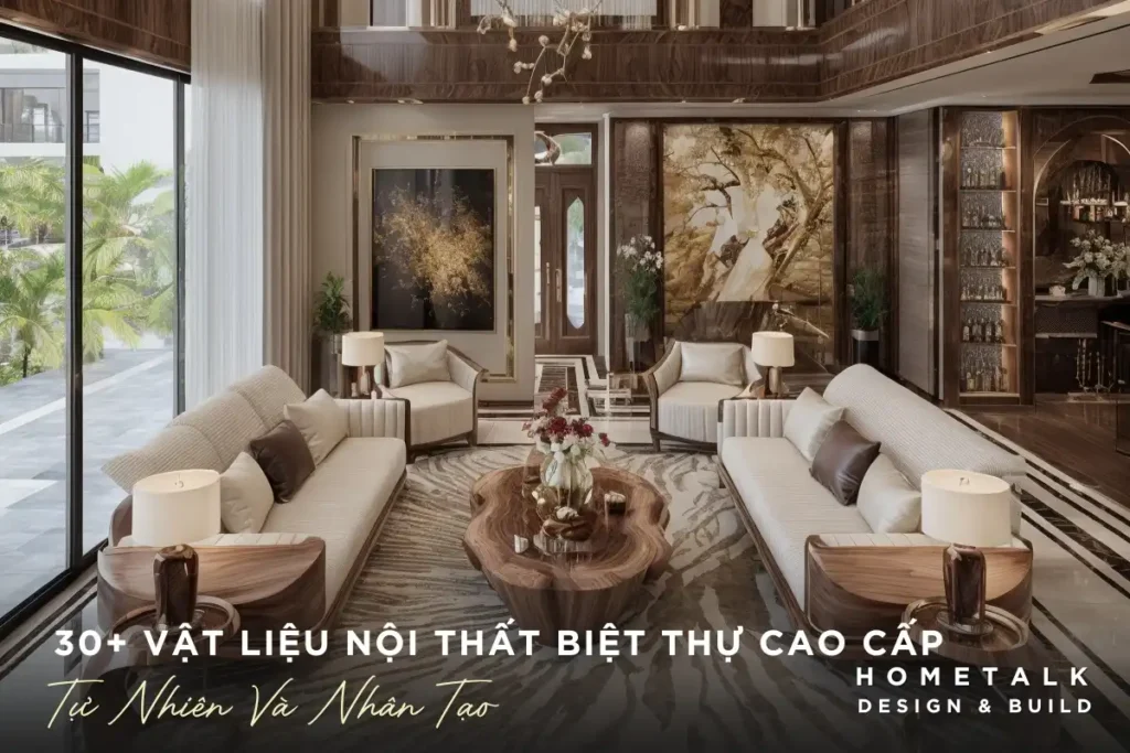vat lieu noi that biet thu cao cap: tu nhien va nhan tao