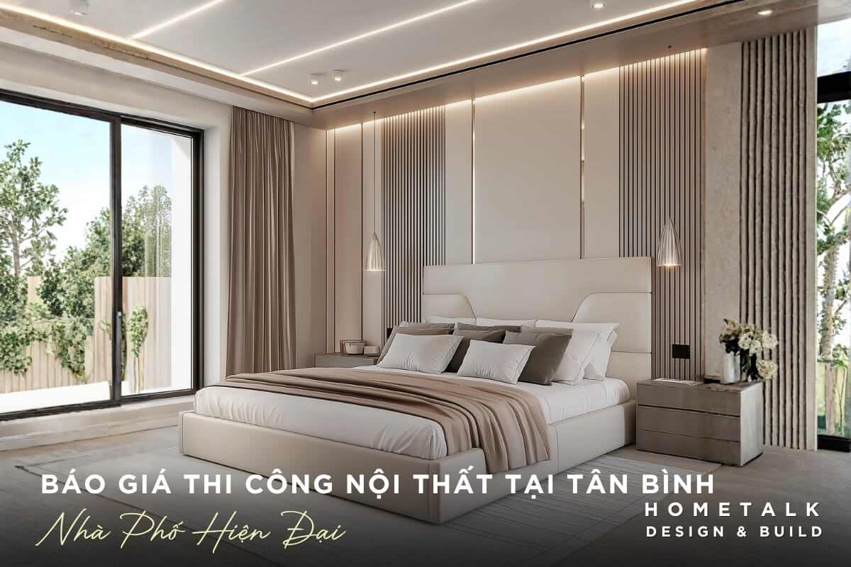 Vat lieu thuong dung cho noi that nha pho hien dai la go cong nghiep (MDF, MFC), kinh, kim loai, be tong