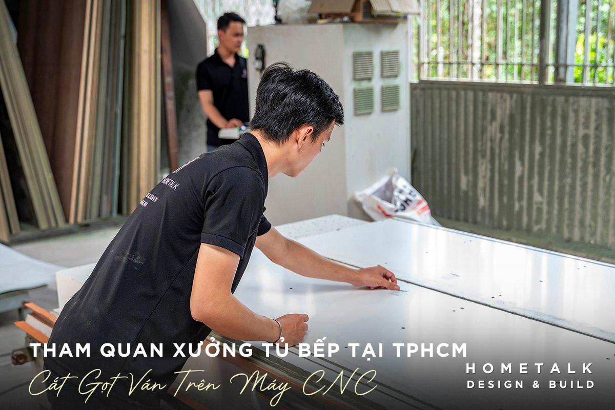 Xưởng tủ bếp gia công sơ bộ, cắt gọt ván gỗ trên máy CNC xuong tu bep gia cong so bo cat got van go tren may cnc